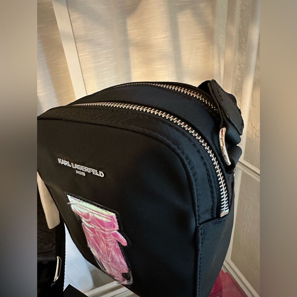 Karl Lagerfeld Black Crossbody Bag with Holographic Logo - Picture 3 of 6